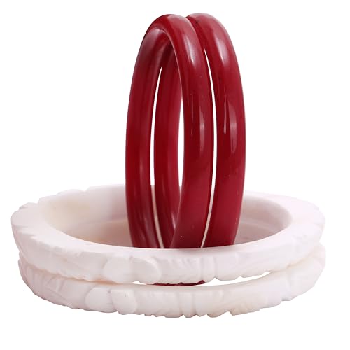 Handcrafted Micro Gold Plated Pola with Conch Shell Bangles Original Plain Shakha Pola Bangle Set of 4 Gift For Her Women Jewelry Indian Bangle Bracelets Kangan