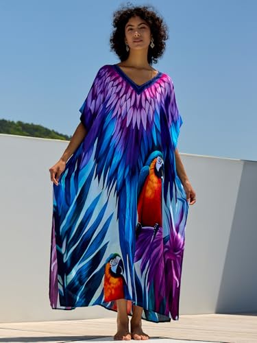 Image of NFVNKJ Women's Plus Size Beach Lounge Kaftan Maxi Dress Swimsuit Coverup for Women