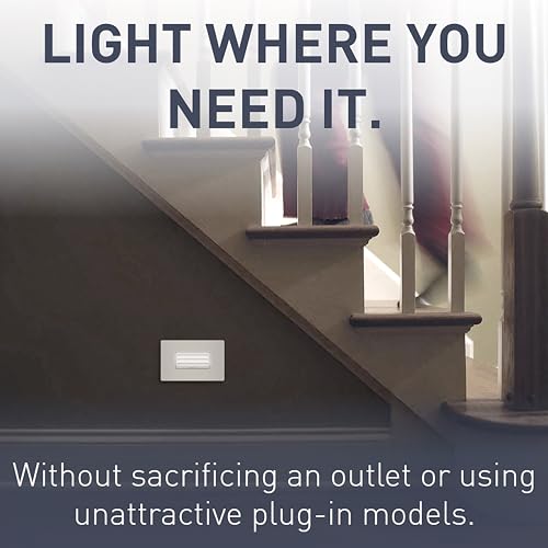 Image of Legrand Radiant Horizontal Step Light Adjustable LED Night-Light Outlet, Hallway Stair Night-Light, Power Outage-Light, NTLHORZWCC6, White (Pack of 6)
