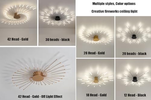 Plafonnier LED noir télécommandé à intensité variable moderne 30 lumières