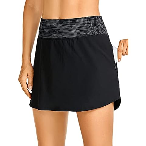 CRZ YOGA Faldas Elásticas Deportivas para Mujer con Bolsillo Negro 38 Cover