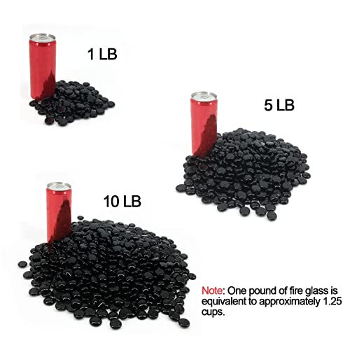 10 Pound Fire Pit Glass 3/4 Inch Reflective Round Fire Glass Drops Beads Rocks for Natural or Propane Fire Pit and Landscaping Onyx Black