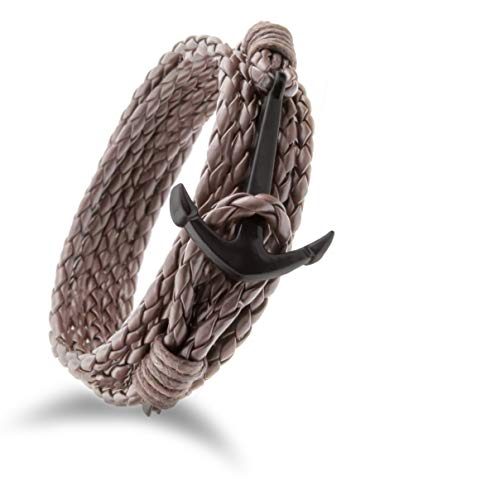 'Diseño en Leather Maritimes ancla pulsera de paracord Colección raue see1.0 pulsera enroscable Toldo rocío Nylon Incluye Bolsa de Regalo (Negro/Negro)