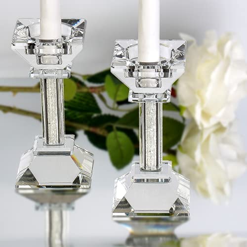Crystal Candle Holders Set of 2-5.3" Tall Crystal Candlestick Holders - Ultra Elegant and Modern Centerpiece Home Decor Crystal Candle Holders Set of 2-5.3" Tall Crystal Candlestick Holders - Ultra Elegant and Modern Centerpiece Home Decor