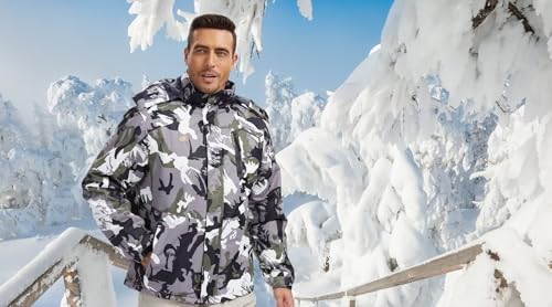 Image of QPNGRP Mens Waterproof Fleece Ski Jacket Windproof Winter Snow Coat