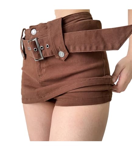 Retro Denim Mini Skirt for Women Belted2