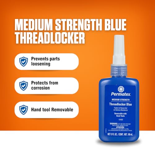 Image of Permatex 24283 Medium Strength Threadlocker Blue, 90 ml, Automotive Threadlocker For Preventing Bolts From Loosening And Corrosion, Removable With Hand Tools