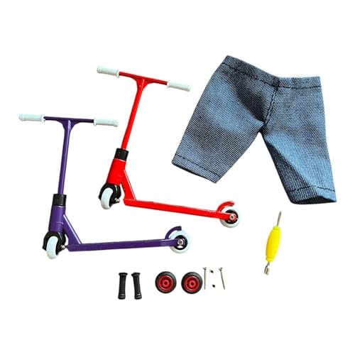Image of LEEFAI Metal Finger Scooter- Alloy Pro Finger Stunt Scooter-(Red+Purple) | Alloy, Pro, Stunt, Solid Metal