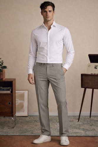 Image of Louis Philippe Men's Slim Fit Bamboo Blend Sustainable Stretch Young Formal Shirt