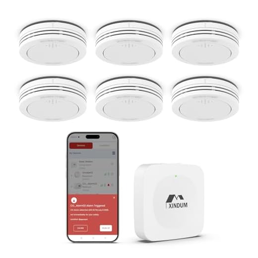 XINDUM 10 Jahre Rauchmelder mit Basisstation, Smart Feueralarm TÜV-Rheinland zertifiziert nach EN 14604, Vernetzter Feuermelder mit austauschbarer Batterie, kein LED-Blinken, kompatibel mit APP, 6 Set