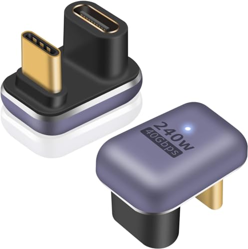 Image of MICROWARE 240W 40Gbps USB C U Shaped Adapter USB4.0 Type C Male to Female 180 Degree Angle Connector, LED Indicator 8k@60HZ Audio and Video Transmission, for Smartphone Laptop Tablet