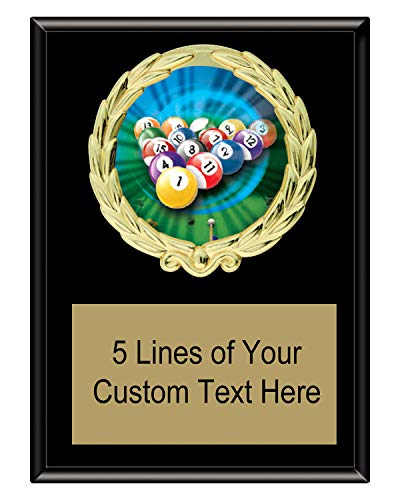 Express Medals 5x7 Black Color Billiards Pool Plaque Award Trophy with Engraved Plate MY4