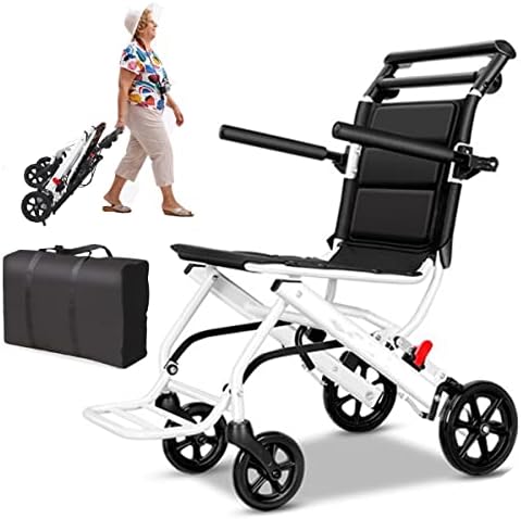 UU-ZHANG (only 15lb) Super Lightweight Transport Wheelchair. Easy to Travel, Locking Hand Brakes, User-Friendly, Folding, Portable. for Adults or Child (up to 220lbs)) …