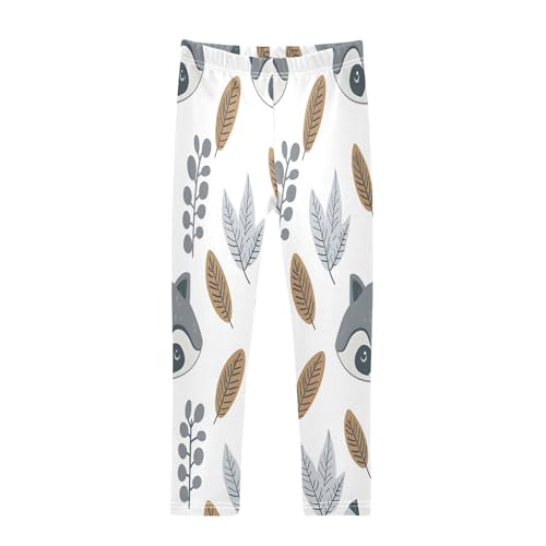 Bolaz Toddler Girls Leggings Printed Yoga Pants Leggings Little Raccoon Small Leaves for Kids