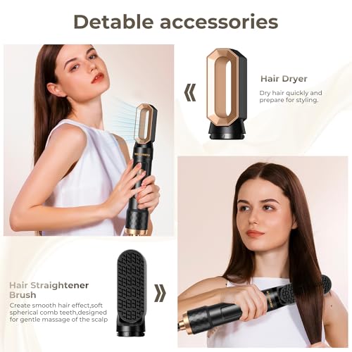 1000W Hot Air Styler 6 in 1 Hair Styler Hot Air Brush Set, Ionic Hair Styler with Hair Dryer, Round Brush Hair Dryer, Hair Dryer Brush, Hot Straightening Brush, Air Styler Thermal Brush Hair Dryer Set - Image 4