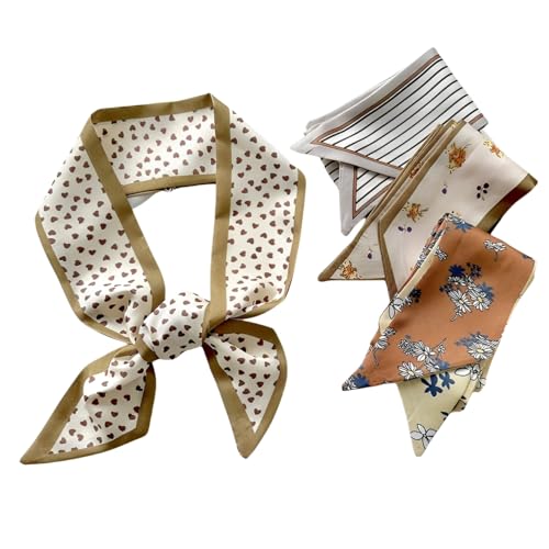 8Pcs Fashion Hair Scarves for Women in 4 Different Patterns, Multifunctional Satin Headband Scarf for Bag and Hair Accessories3