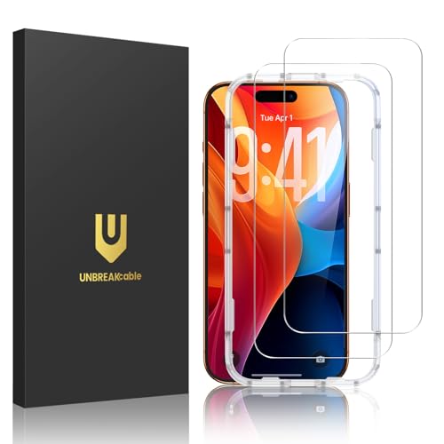 UNBREAKcable 2-Pack Screen Protector for iPhone 17 Pro Max Military-Grade Shatterproof Tempered Glass [9H+ Hardness] [Easy Installation Frame] [99.99% HD Clear] for Apple iPhone 17 Pro Max