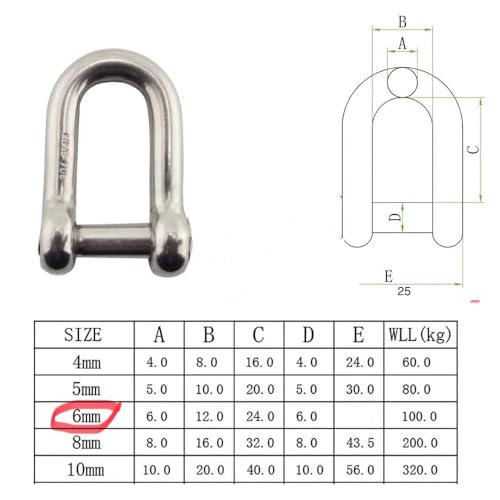Moto Cinch Stainless Steel Flat Sink Screw pin D Shackle - no snag (2)