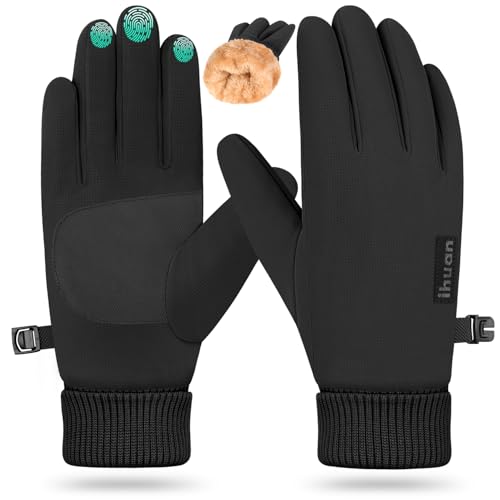 ihuan winter waterproof gloves snow ski - cold weather for men women touchscreen warm thermal for running cycling
