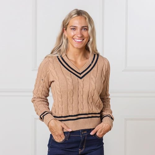 Hope & Henry Women's Long Sleeve Fine Gauge V-Neck Sweater2