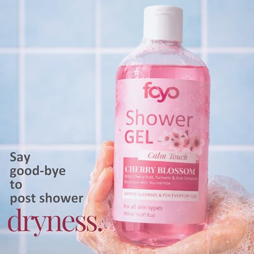Image of FOYO Cherry Blossom Body Wash for Dry Skin | Hydrating Shower Gel with Niacinamide & Aloe | 500ml