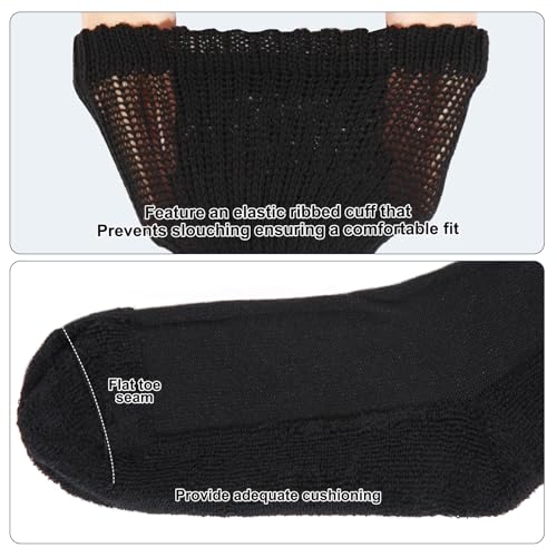 Extra Wide Diabetic Socks 2 Pairs Hospital Swollen Neuropathy Socks for Men Women, Cushioned, Smooth Toe Seam2