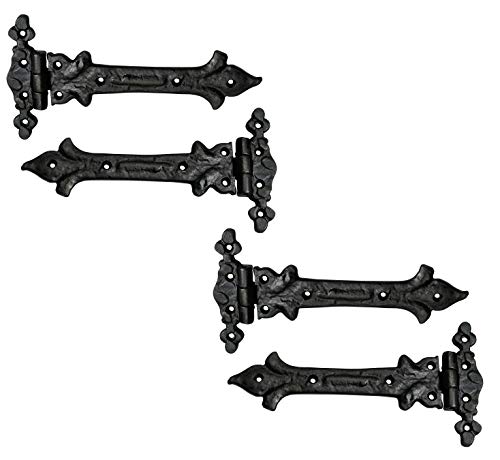 Image of Adonai Hardware Adonijah Antique Cast Iron Strap T Hinge (7.9 inch x 4 Pack, Beeswax Living Finish) for Barn Doors, Gates, Kitchen Cabinets, Sheds, Wooden Box, Furniture, Cedar Chest and Trunks