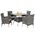 Wisteria Lane 5-Piece Wicker Outdoor Table and Chairs, Patio Dining Set w/Square Glass Tabletop and Umbrella Hole, Patio Table and Chairs Set for Backyard Deck Balcony Front Porch, Brown