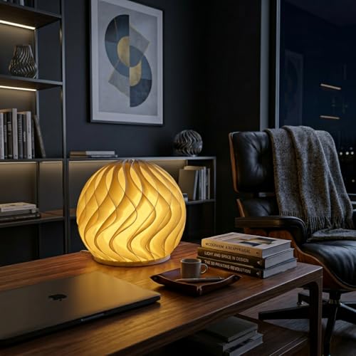 Image of USB Powered Decorative Table Lamp with Warm Yellow 10W LED - Ambient Night Light for Bedroom, Living Room, Desk & Home Decor | Eco-Friendly Warm Glow Lamp (IRIS)
