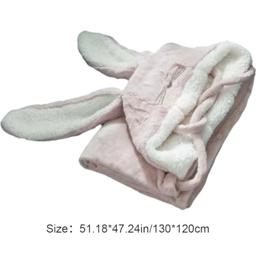 Couverture à capuche lapin en peluche portable pour la maison