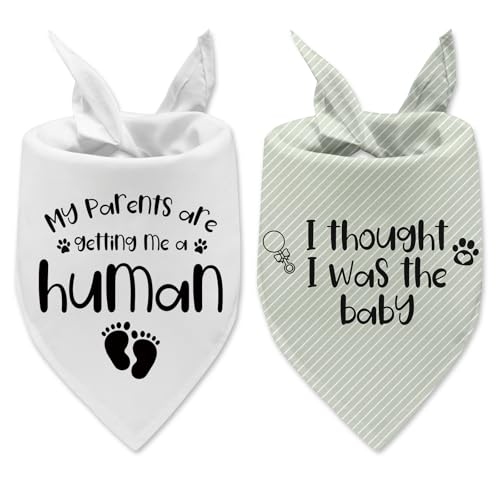 2 Packs Pregnancy Announcement Dog Bandana I Thought I was The Baby and Getting Me a Human Pet Scarf for Large Medium Small Dogs Baby Announcement Ideas Gender Reveal Outfit
