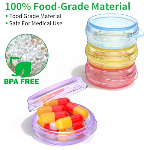 Image of Small Pill Box, (4 Pack) Travel Pill Case Portable Daily Pill Organizer Mini Medicine Storage Container for Pocket Purse Cod Liver Oil Storage Box Earplug Case