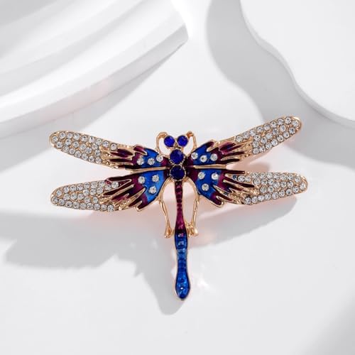 Image of Dragonfly Brooch Rhinestone /Enamel Dragonfly Brooches Lapel Pin for Women Elegant Outfits Dragonfly Jewelry Gifts