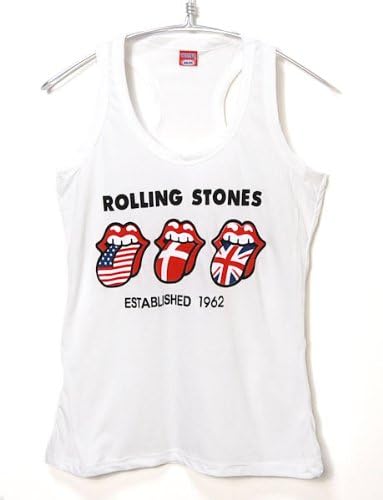 Amazon キャラクターイラストロゴプリントタンクトップ ノースリーブトップス ローリング ４ ホワイト キャミソール タンクトップ 通販