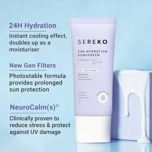 Generic SE-REKO Sunscreen SPF 50 PA++++ Crème Gel | Zero White Cast, UVA/UVB + Blue Light Protection | Quick Absorbing Non-Greasy, 24H Hydration | Face & Neck, All Skin Types | 50ml