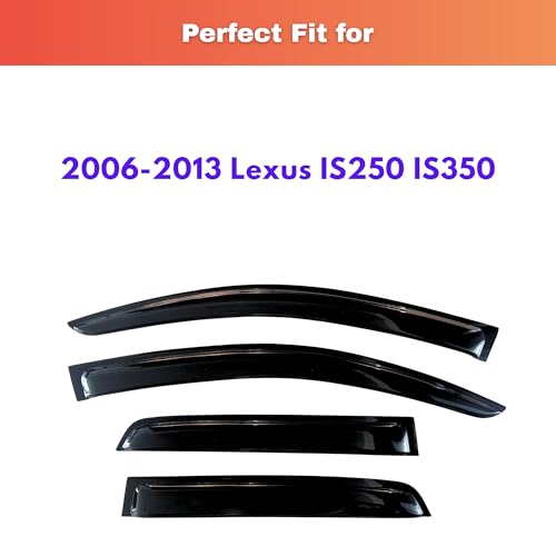 Image of KPY Rain Guards Fit for 2006-2013 Lexus IS250 IS350, Out-Channel Window Visors Vent Wind Deflectors 4PC, Car Accessories for 06-13 Lexus is Series