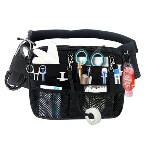 Meichoon Cinturón de enfermera con correa de herramientas multicompartimento, práctico con bolsillo para equipo médico y soporte de cinta para estetoscopio, tijeras de vendaje u otros suministros,