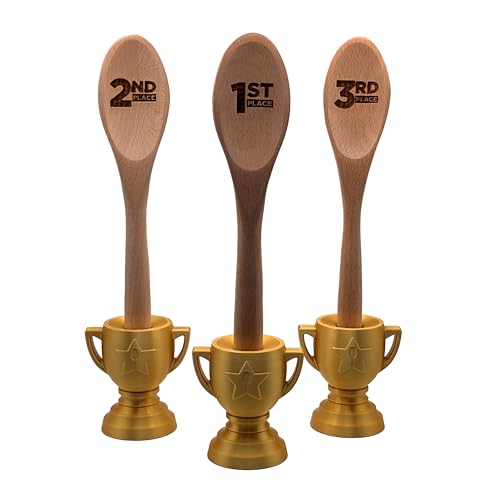Gold Trophy Spoon Stand – Display Holder for Wooden Spoons, Chili Cook-Off Awards, Cooking Competition Prizes, Funny Novelty Gift