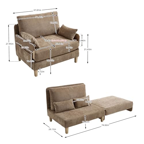 Sillón 3 en 1 Convertible Chenille Beige miniatura 3