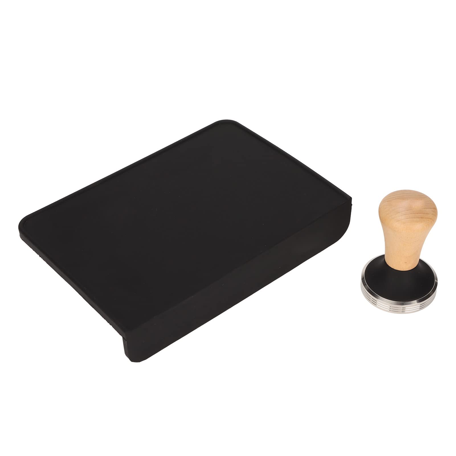 Juego profesional de manipulación de café con tapete de silicona y base de acero inoxidable, herramientas de barista resistentes y duraderas para apisonar espresso y prensa (Manipulador de 58