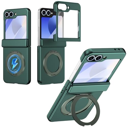Coque pour Samsung Galaxy Z Flip7 FE-Vert haut de gamme magnétique et rotative