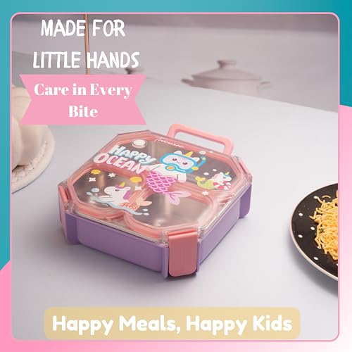 Image of Trueware Astro 304 Stainless Steel PU Insulated Lunch Box with Three Compartment BPA Free, Food Grade Ideal for School, Picnic, Office & Outdoor - 640ml