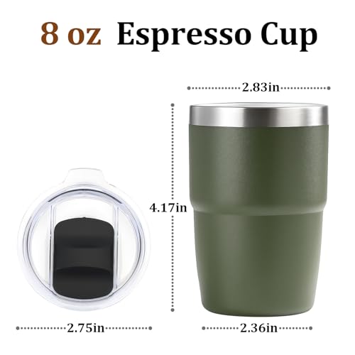 Zenbo 8 oz Stackable Espresso/Coffee Cups with Magnetic Lid, Ceramic-Lined 18/8 Stainless Steel Mini Tumblers, Double-Wall Vacuum Insulated & Dishwasher Safe for Travel (Vine Crimson Red-2 Pack) — view 2