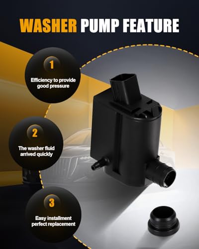 Image of ROADFAR Rear Windshield Washer Pump Fit for Kia for Spectra 2007-2009 | Fit For Kia For Forte Koup 2010-2016|For Kia For Soul 2010-2014|For Kia For Rio5 2006-2011|OEM:98510-2K000|with Grommet