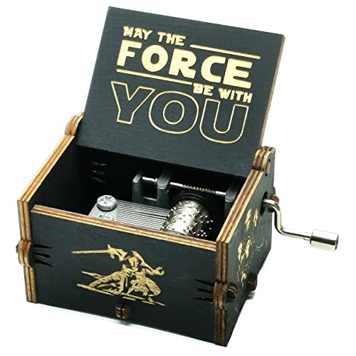 Luteney Star Wars Spieluhr aus Holz mit Gravur Geschenk Spieluhr -18 Hinweis Mechanismus Antik Geschnitzte Spieluhr für Kinder Geschenk Cover