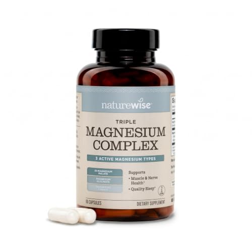 NatureWise Triple Magnesium Complex - Chelated - High Absorption Magnesium Glycinate + Malate + Citrate for Muscle Nerve & Sleep Support - Vegan 90 Capsules - image 1