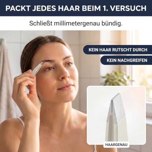 KLINGENHELD® Haargenaue Pinzette - greift jedes Haar beim 1. Versuch ohne durchrutschen - Pinzette Augenbrauen Zupfen handgeschliffen… – Ansicht 2