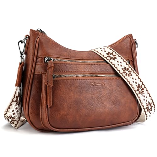 Crossbody Purses for Women Trendy Leather Crossbody Bag,Multi Pocket Shoulder Handbag Lightweight Travel Purse