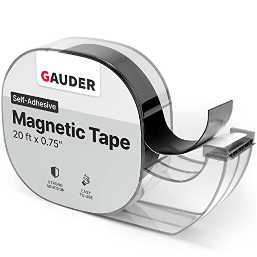 Gauder Magnetic Tape Dispenser | Thin Magnetic Strips With Adhesive Backing (20' Long X 3/4" Wide) | Magnet Roll #TOP5