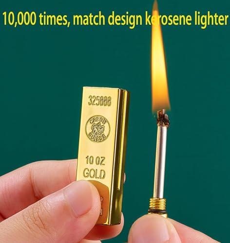 Encendedor Match permanente retro impermeable dorado miniatura 3